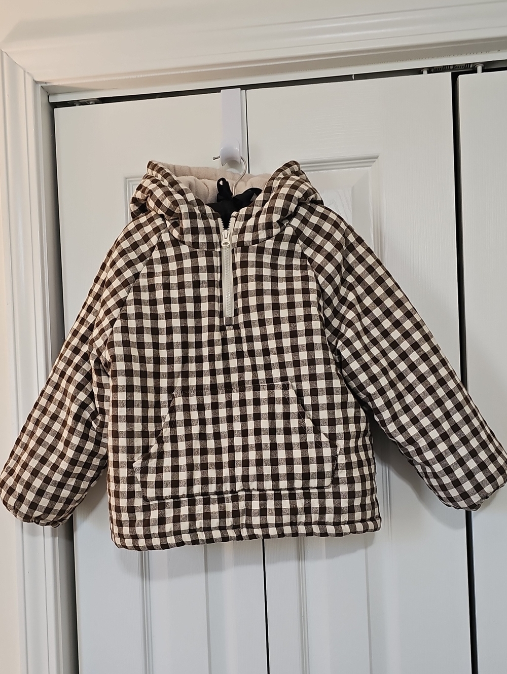 FOSTERED COLLECTION Size 6 Pullover Jacket, Brown & Cream Check 100% Cotton